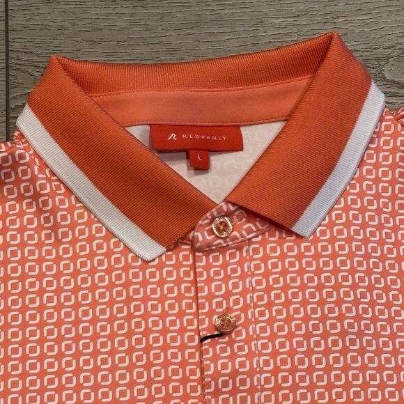 Redvanly Divine Golf Polo Shirt Coral Mens Large New All Over Print Pattern - Picture 4 of 6